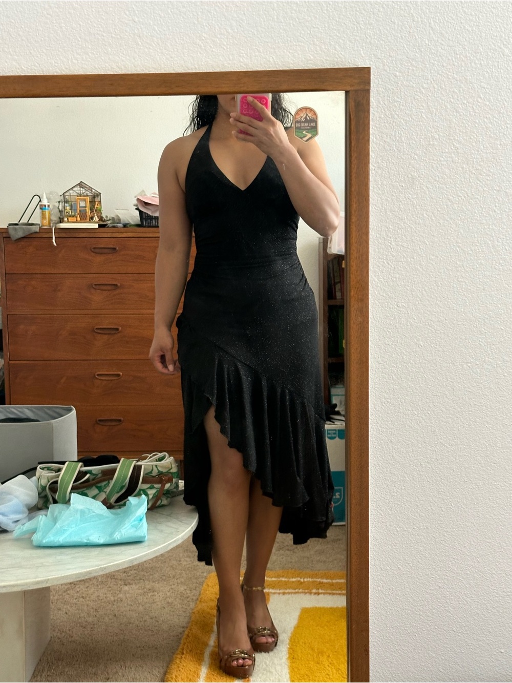 Y2K City Triangle Black Halter Fairy  Dress